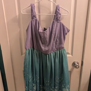 Purple and Teal Sleeveless Dress